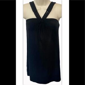 Lola Juniors Sleeveless Criss Cross Top Shirt XS Black Braided Straps V-Neck